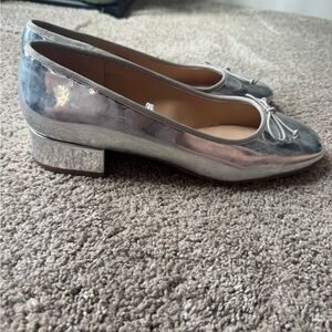 a new day Metallic Silver Low Block Heel Ballet Flats